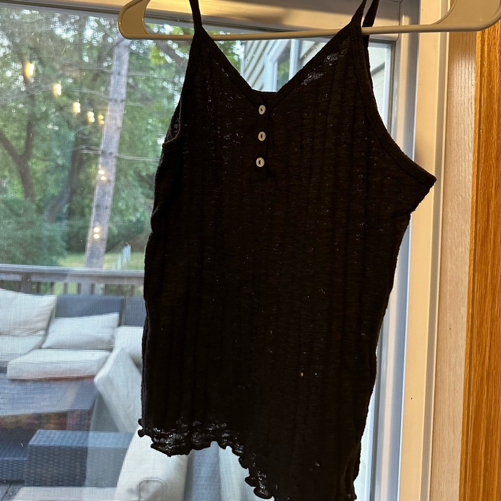black tank top with button accents